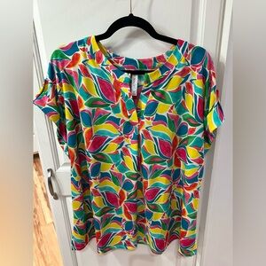 Vibrant Multicolor Leaf Print Women's Blouse